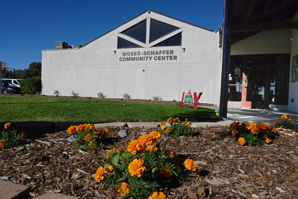 Moses - Schaffer Community Center with flowers blooming 