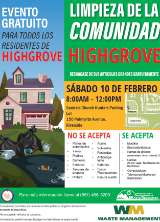 Highgrove Community Cleanup Bilingual Flyer