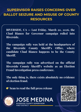 SUPERVISOR RAISES CONCERNS OVER BALLOT SEIZURE AND MISUSE OF COUNTY RESOURCES